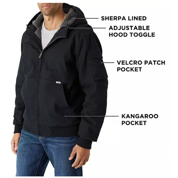 Lee Men's Workwear Canvas Bomber Jacket, Size L, Sherpa Lined, NWT - Picture 1 of 13